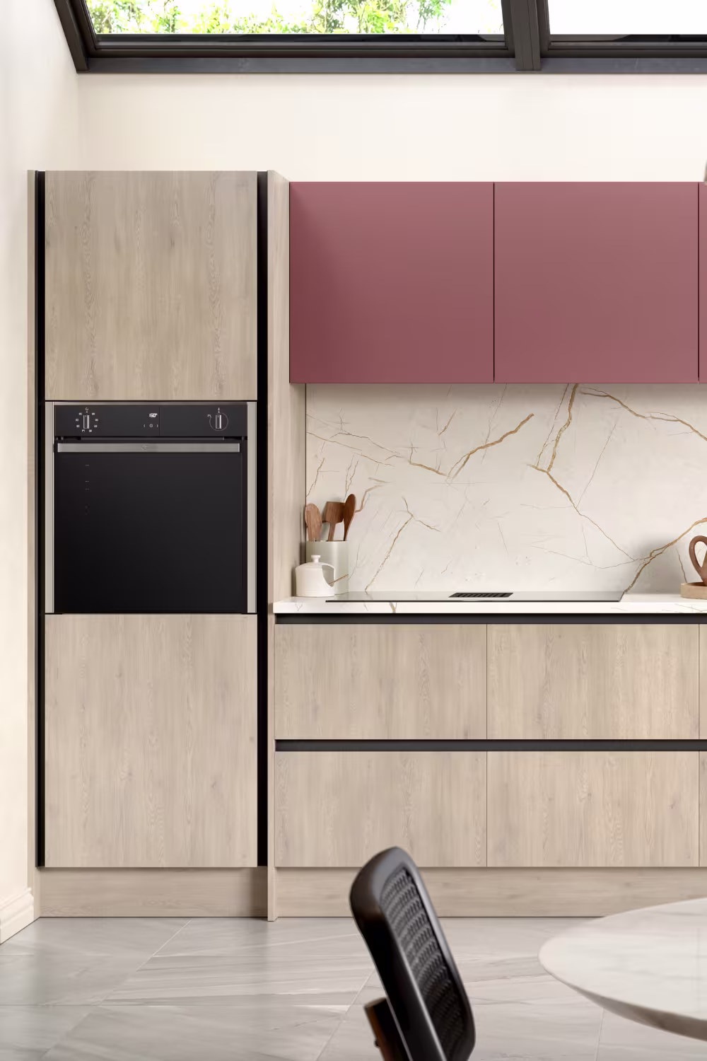 slab kitchen door true handleless kitchen with black rail